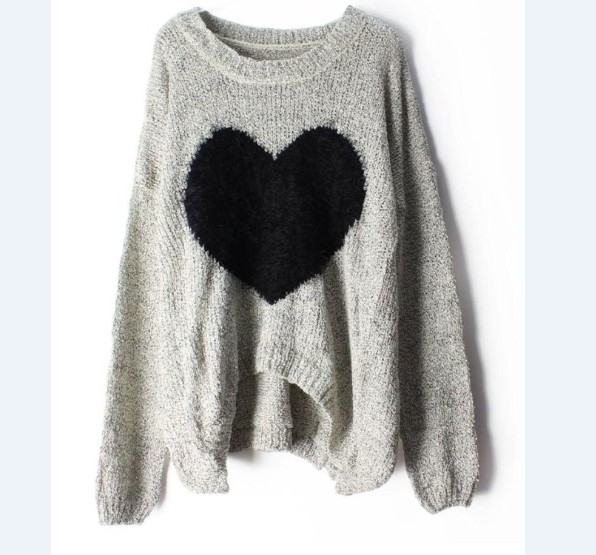 Cute Grey Heart Sweater on Luulla
